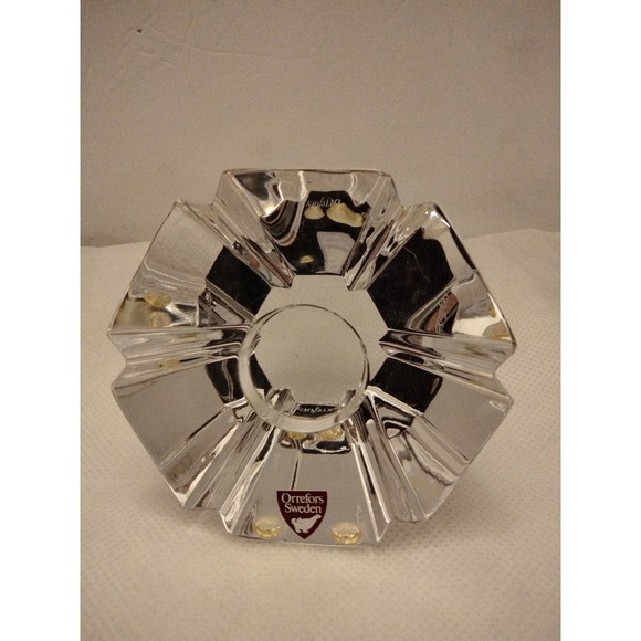 Orrefors Sweden Vintage Crystal Star Burst Paper Weight Signed - Picture 1 of 4